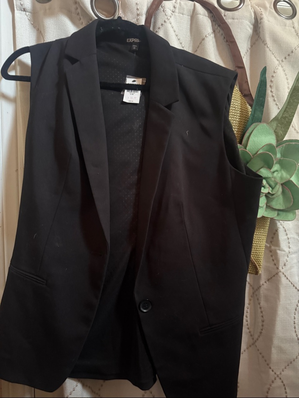 Express Black Sleeveless Notch Lapel Blazer Vest